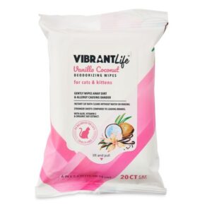 Vibrant Life Vanilla Coconut Deodorizing Wipes for Cats & Kittens, 20 count