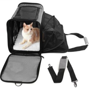 PrimePets Cat Carrier, TSA Airline Approved Pet Carrier Bag for Small Size Dogs, Puppies, Kittens, Foldable, Gray