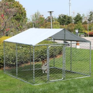 LVUYOYO Outside Dog Kennels Playpen for Dogs Outdoor Dog Fence with Water-Roof Cover for Backyard Dog Run House