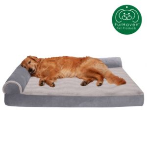 FurHaven Pet Products Deluxe Chaise Couch Pet Bed for Dogs & Cats, Granite Gray, Jumbo