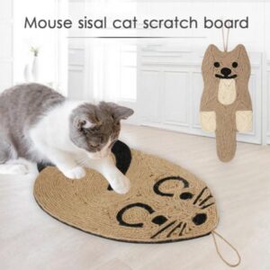 Cat Scratcher Mat, 21.25*9.84 Inch Natural Sisal Cat Scratch Mats, Horizontal Cat Floor Scratching Pad Rug, Protect Carpets and Sofas (Mouse)