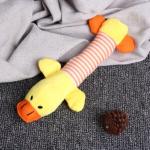 Lovely Stripe Lying Pig Duck Elephant Squeaky Plush Toy Sound Dolls Playing Chew Bite Pet Puppy Dog Toys