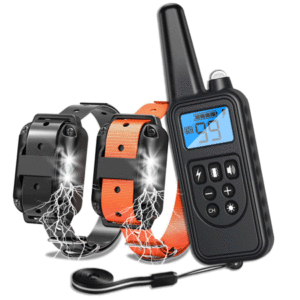 Dog Training Collar, 2 Receiver Rechargeable Dog Shock Collar for 2 Dogs, with 4 Training Modes Light Static Shock Vibration Beep, Waterproof Long Range Remote for Small to Large Dogs