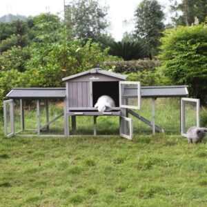 Aivituvin 87.8” Rabbit Hutch Outdoor Bunny Cage Indoor Small Animal House for 2 Rabbits