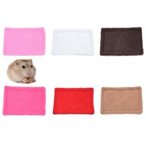 Visland Hamster Guinea Pig Warm Bed Mats Soft Plush Hamster Pad Mats Small Animal Winter Sleep Bedding Mat for Bunny Hamster Guinea Pig Squirrel Hedgehog Chinchilla