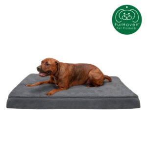 FurHaven Pet Products, Deluxe Cooling Gel Memory Foam Orthopedic Terry & Suede Mattress Pet Bed for Dogs & Cats, Gray, Jumbo