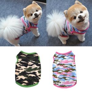 SPRING PARK Cotton Pet Dog Shirts Vest Camouflage Design Dog T-Shirt Spring Summer Dog T Shirt Clothes for Small Dogs Doggie Vest Apparel