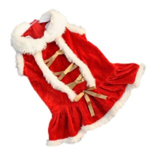 Puppy Pet Christmas Red Dress Winter Warm Xmas Dog Costume Apparel