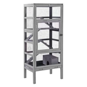 Aivituvin 5 Tier Small Animal Cage for Rat, Hamster, Ferret, Chinchilla, Gerbil, Featuring Wooden House and Bottom Tray