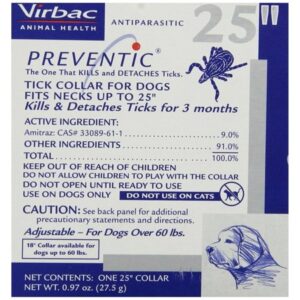 Virbac Preventic Tick Collar, Large Dog, 25″, Single Collar