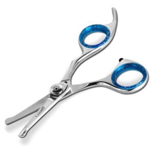 Laazar Pro Dog Grooming Scissors, Straight Sharp 4.5 inches Pet Grooming Shears ,Safety Round Tip, Ball Point for Nose, Ear and Face