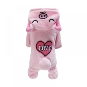 Jongmart Pet Halloween Costume, Cute Pink Pig Dogs Outfit Warm Apparel for Dog Fall Winter