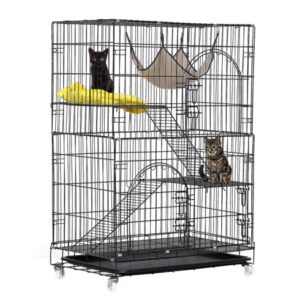 Tooca 3/4/6 Tier Cat Cages Pets Playpen Kennel Crate Folding Steel Chinchilla Box Cage, Pet Kennel Cat Rabbit