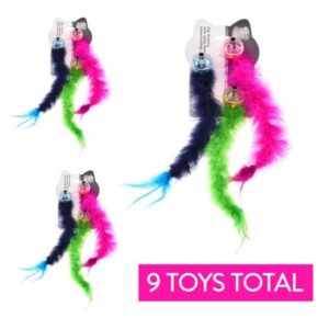 Cat Craft Feather Tail Jingle Ball Cat Toys (9 Count)