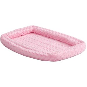 QuietTime Double Bolster Dog Bed & Crate Mat, Pink, 36″