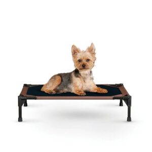 K&H Pet Products Elevated Cot Dog Bed, Chocolate/Black, Small, 17″L x 22″W x 7″H