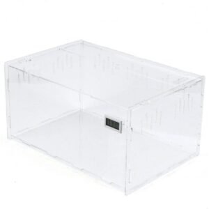 Aohuada Reptile Glass Terrarium with Temperature Hygrometer, Upthehill Acrylic Reptile Feeding Box