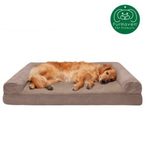 FurHaven Pet Products, Cooling Gel Memory Foam Orthopedic Ultra-Plush Sofa-Style Couch Pet Bed for Dogs & Cats, Almondine, Jumbo