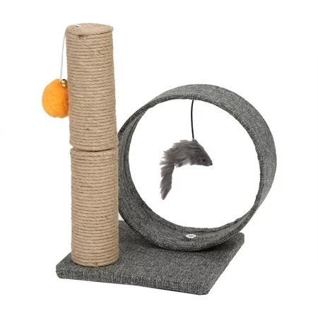 Cat Scratching Posts – Cat Claw Scratcher Pole Tower with Natural Sisal Rope and Hanging Ball Toy, Carpeted Base Play Area and Perch, Adult Cat and Kitten Tree with Cat Interactive Toys