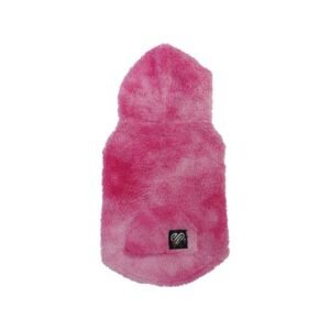 Justice Pet-Pet Apparel-Pet Hoodie-Pink Ultra Soft Sherpa Like Tie Dye Hoodie For Dogs And Cats-For Small Sized Dogs And Cats-Size Small