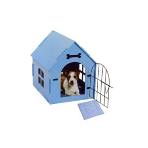 Pet Store Wood Dog House with Mat – Blue