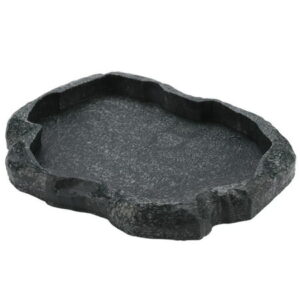 Tebru Resin Durable Reptile Rock Food and Water Dish Feeder Bowl for Tortoise Lizard, Resin Reptile Bowl, Lizard Bowl