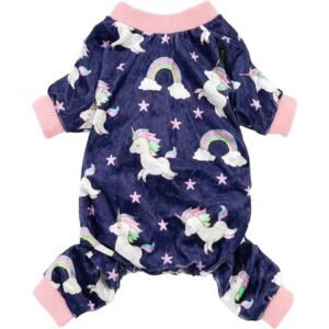 Fitwarm Fairy Unicorn Dog Pajamas Pet Clothes Jumpsuit PJS Apparel Soft Velvet Purple Large