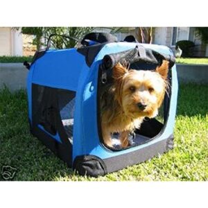 Blue Portable Soft Pet Travel Veterinary Carrier or Crate or Kennel for Dog, Cat, or Other Small Pets. Great for Travel, Indoor, and Outdoor