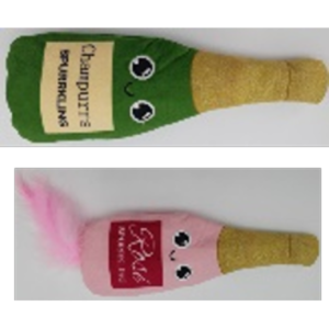 PetZone Fuzzy Flopper Sparkling Wine Cat Toy, 2pk