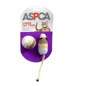 ASPCA Fuzzy Mice & Ball Cat Toys, 2-Pack, Tan