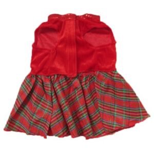 Puppy Plaid Bow Dog Red Dress Skirt Pet Apparel Clothes For Christmas Party