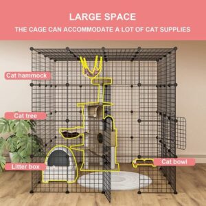 Large Cat Cage Indoor DIY Cat Playpen Detachable Metal Wire Kennels Crate Large Exercise Place Ideal for 1-3 Cat