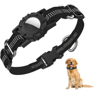 Airtag Dog Collar – Apple Airtag Reflective Dog Collar, Heavy Duty Dog Collar with Airtag Holder Case, Adjustable Air Tag Accessories Pet Collar for Small Medium Large Dogs