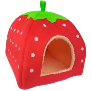 WESTOCEAN Pet Bed – Strawberry Dog Puppy Cats Indoor Foldable Soft Warm Bed Pet House Kennel Tent for Small Medium Dogs Cats