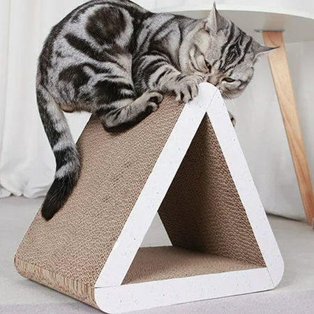 Pet Supplie 3-Sided Vertical Cat Scratcher, Multiple Angle Corrugated Cat Scratching Pad, 6 Usable Sides, Scratch&Play&Perch(14.57×12.99×10.04inches )