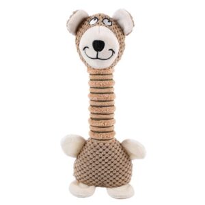 PERZOE Pet Plush Long-necked Animal Peculiar Shape BB Sound Bite-resistant Doll Dog Toy Brown Velvet Polyester PP Cotton Peculiar