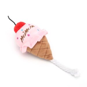 Stuffed Ice Cream Toy, Ice Cream Plush Toy Squeezable Plush Toys Soft For Dog For Cat Pink