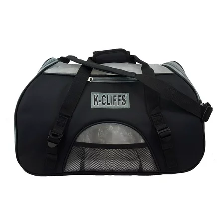 K-Cliffs Soft Sided Pet Carrier Heavy Duty Dog Cat Comfort Carrier Travel Tote Bag Kennel with Fleece Bed Small to Medium Size Black