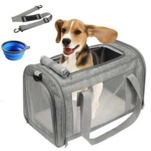 Pet Travel Carrier Bag Handbag, Airline Approved Portable Pet Bag Travel Carrier Bag for Dogs or Cats, Pet Cage with Foldable Bowl