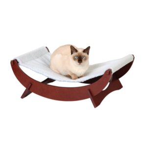 Etna Cat Bed Pet Hammock – Sm Dog Wood Frame Lounger, Washable Fleece