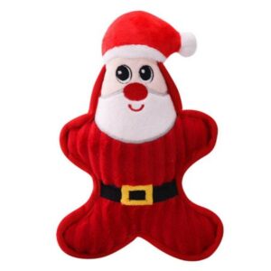 Pet Plush Toy Cute Christmas Santa Claus Molar Bite Toy Cartoon Puppy Dog Cat Stuff Toy Pet Christmas Playing Toy, 1-Pack