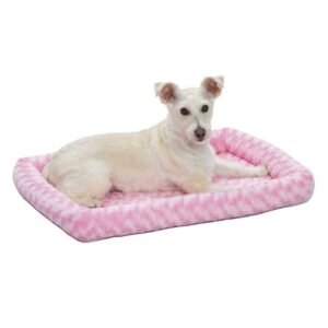 Quiet Time Midwest Padded Bolster Dog Bed, Pink, 30″L x 21″W x 2.50″H