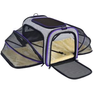 OMORC Pet Carrier Airline Approved, Expandable Foldable Soft-Sided Dog Carrier, 3 Open Doors, 2 Reflective Tapes, Pet Travel Bag Safe and Easy for Cats and Dogs