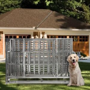 confote Heavy Duty Stainless Steel Dog Cage Kennel Crate and Playpen for Large Dogs, 37”