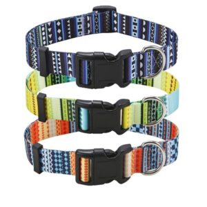 3 Packs Dog Collar with Patterns, Adjustable Dog Collars for Small Medium Large Dogs (S)