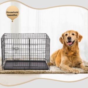 Bestpet Folding Dog Crate with Divider, Black, 42″L