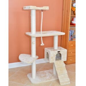 Armarkat 58-in real wood Cat Tree & Condo Scratching Post Tower, Beige