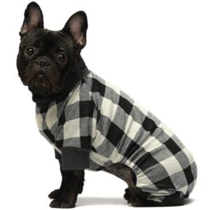 Fitwarm 100% Cotton Buffalo Plaid Dog Clothes Puppy Pajamas Pet Apparel Cat Onesies Jammies Doggie Jumpsuits Medium