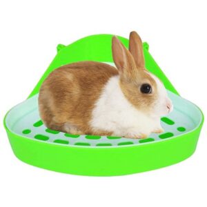 Walbest Triangle Potty Trainer Corner Bunny Toilet Guinea Pig Litter Bedding Plastic Box Pet Pan for Rabbit Chinchilla Hamster Ferret Small Animal (Green)