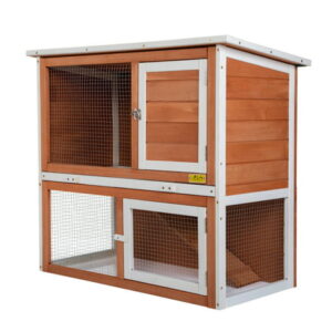 Coziwow 2-Tier Wood Rabbit Hutch Shelter House for Small Animals,, Orange